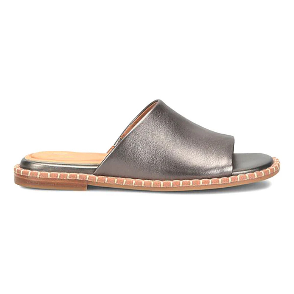 Sofft Noble II Sandals Women's US 7 Dark Pewter Leather Slip On Slides ZOGG1376